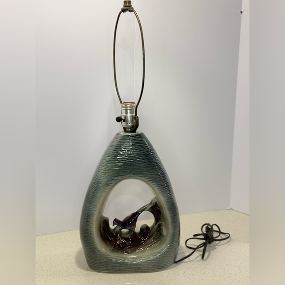 Vintage 1950s MCM Texans Inc Ceramic Teardrop Double Illuminated Table Lamp - Picture 2 of 13